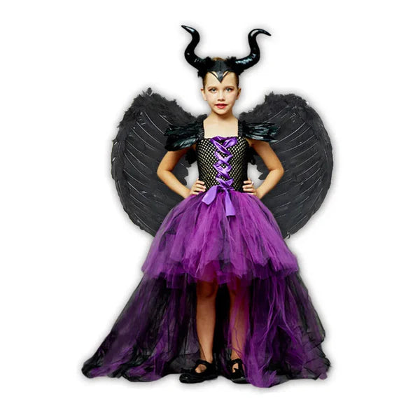 Fantasia Infantil Bruxa Malvada Roxa – (Vestido Deluxe + Acessórios)