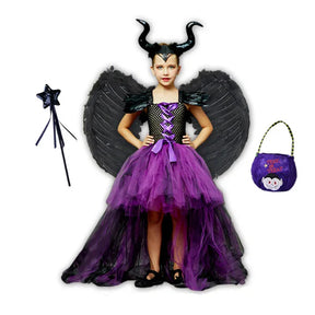 Fantasia Infantil Bruxa Malvada Roxa – (Vestido Deluxe + Acessórios)